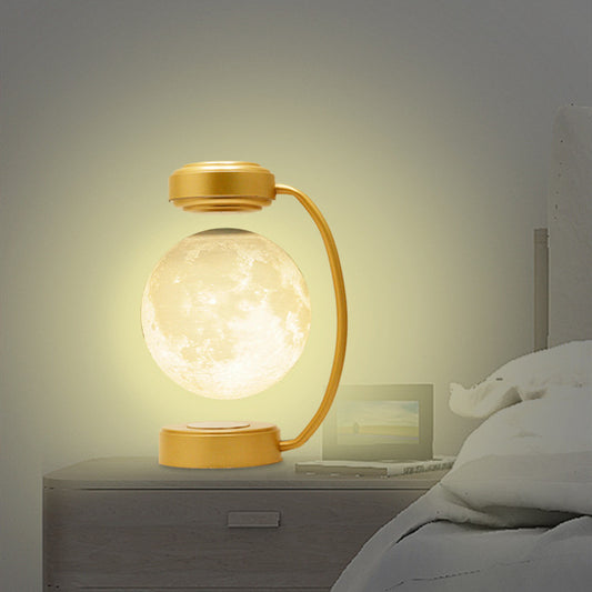 LED 3D Magnetic Levitating Moon Night Light Wireless Rotating Floating Ball Lamp