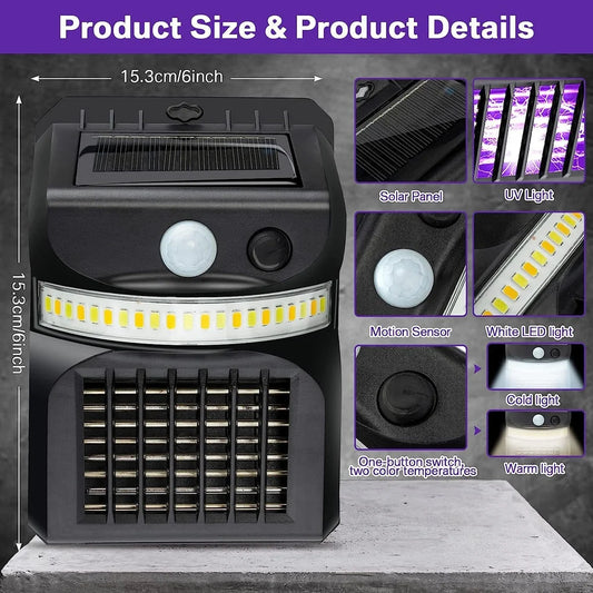 ZapSheild™ Solar Powered Mosquito Killer UV Light with Outdoor Light Setup